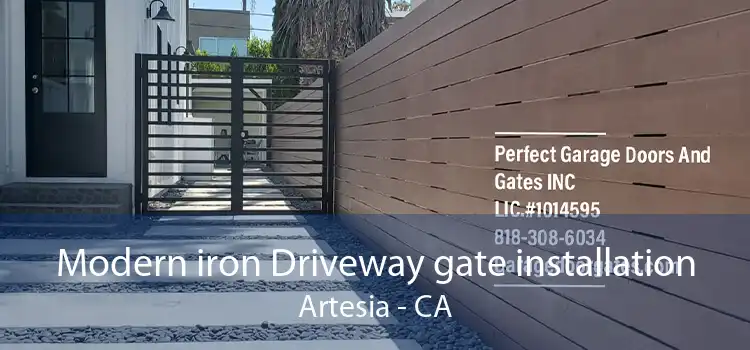 Modern iron Driveway gate installation Artesia - CA