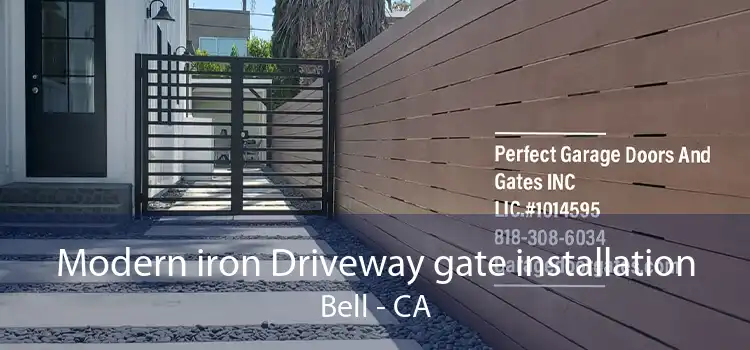 Modern iron Driveway gate installation Bell - CA