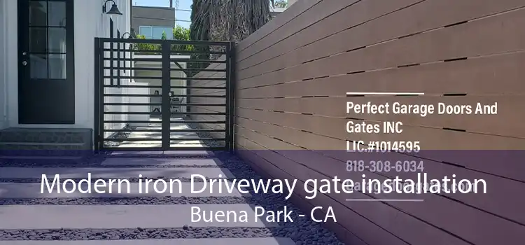 Modern iron Driveway gate installation Buena Park - CA