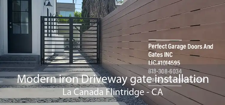 Modern iron Driveway gate installation La Canada Flintridge - CA