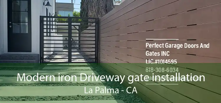 Modern iron Driveway gate installation La Palma - CA