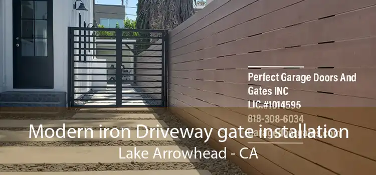 Modern iron Driveway gate installation Lake Arrowhead - CA