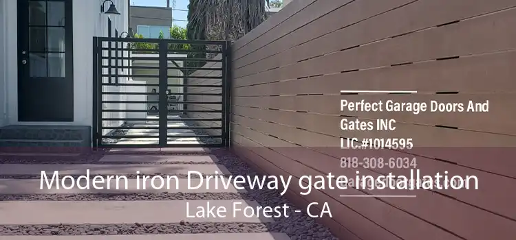 Modern iron Driveway gate installation Lake Forest - CA