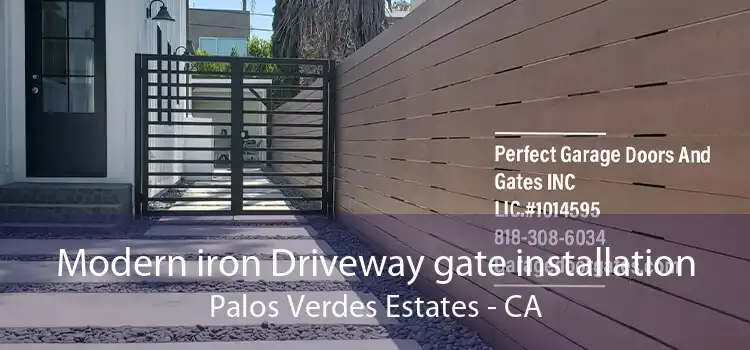 Modern iron Driveway gate installation Palos Verdes Estates - CA