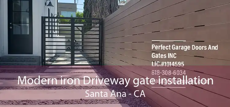 Modern iron Driveway gate installation Santa Ana - CA