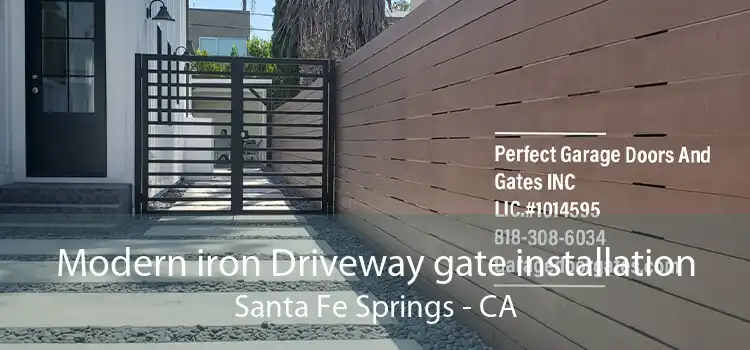 Modern iron Driveway gate installation Santa Fe Springs - CA