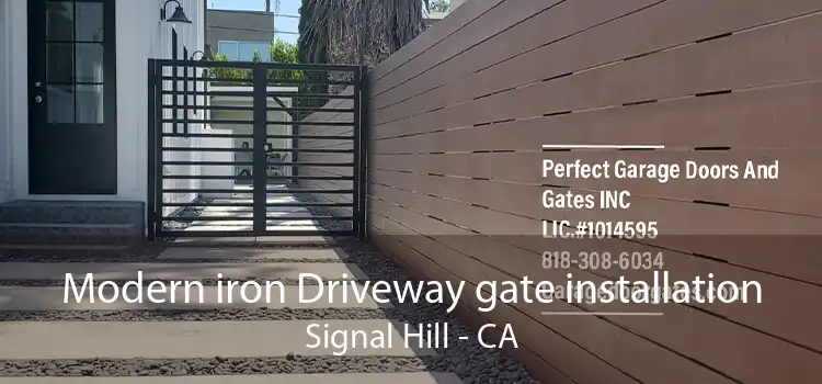 Modern iron Driveway gate installation Signal Hill - CA