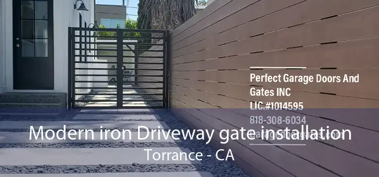 Modern iron Driveway gate installation Torrance - CA