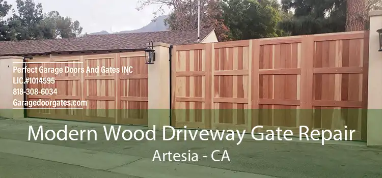 Modern Wood Driveway Gate Repair Artesia - CA