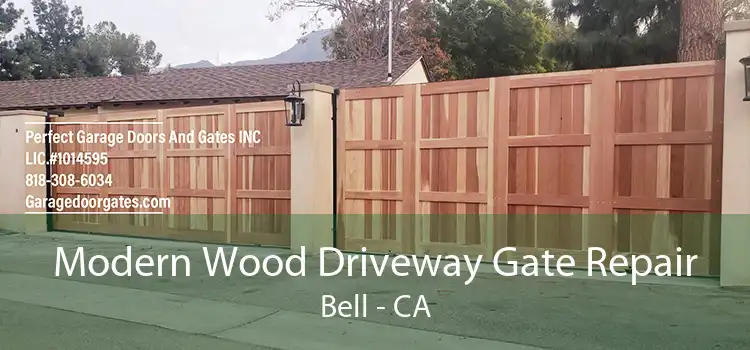 Modern Wood Driveway Gate Repair Bell - CA