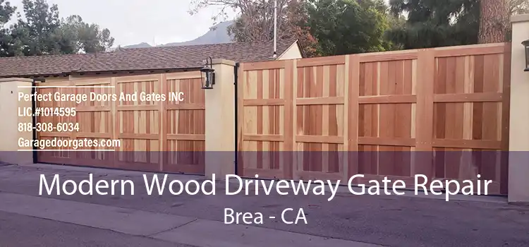 Modern Wood Driveway Gate Repair Brea - CA